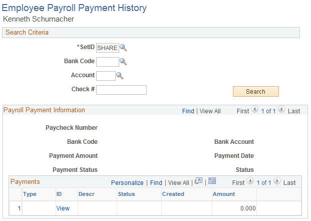 Employee Payroll Payment History page