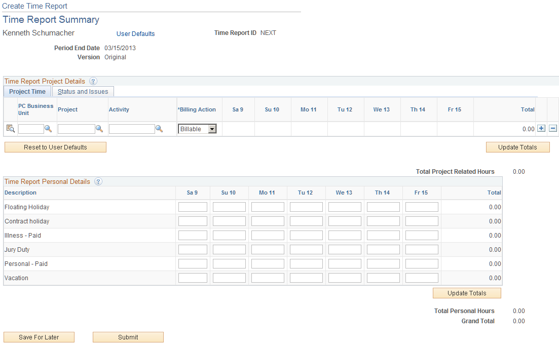 Time Report Summary page (Disable Entry of Future Project Hours)