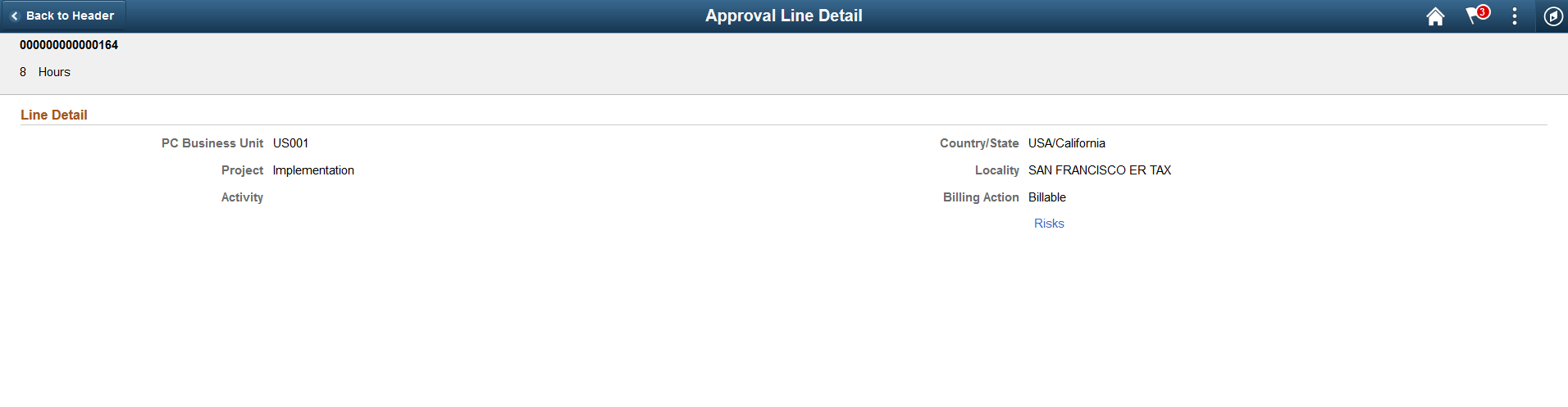 Pending Approvals - Time Adjustment Page (Line Detail)