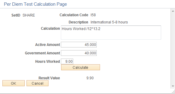 Per Diem Test Calculation Page