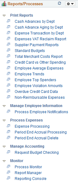 Expenses WorkCenter - Reports and Processes