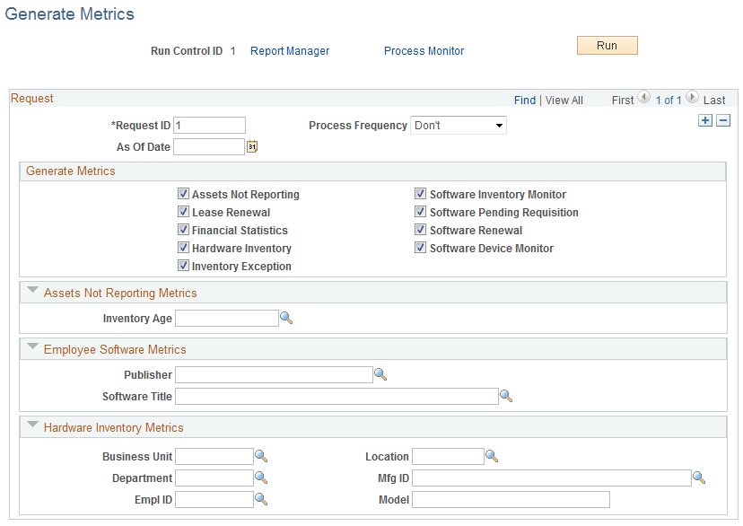 Generate Metrics page