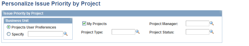 Personalize Issue Priority by Project page