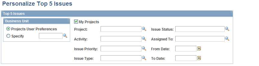 Personalize Top 5 Issues page