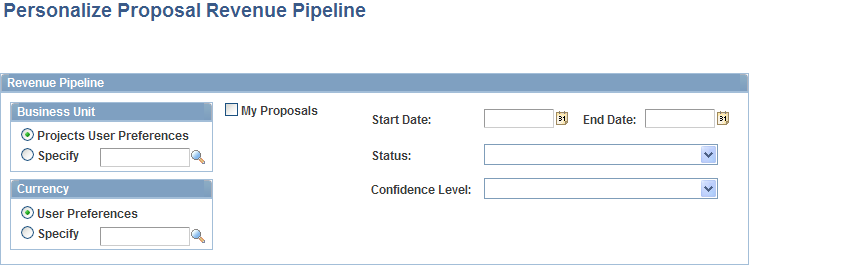 Personalize Proposal Revenue Pipeline page