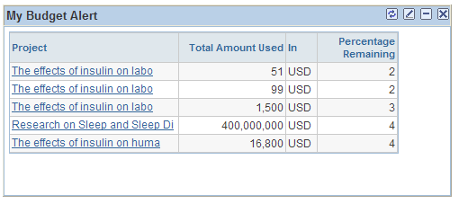 My Budget Alert pagelet