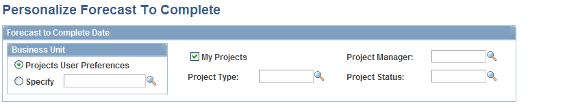 Personalize Forecast to Complete page