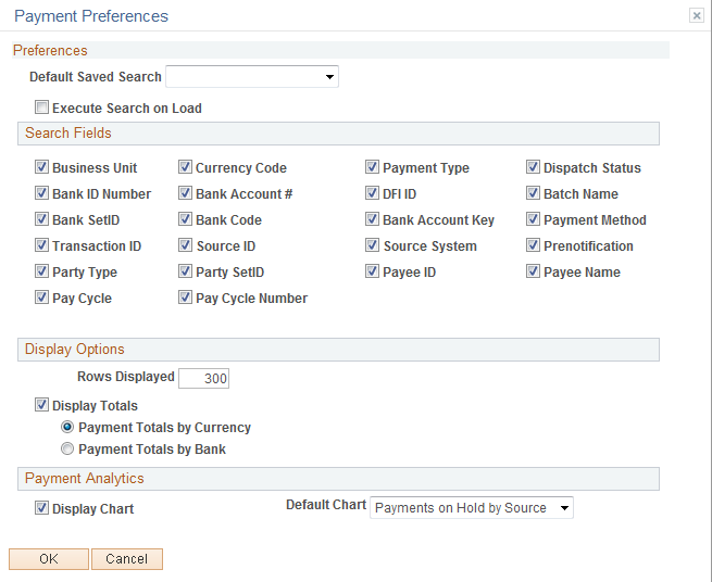 Payment Preferences page