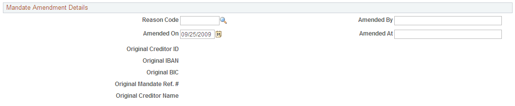 Example of Mandate Amendment Details on the Direct Debit Mandate page