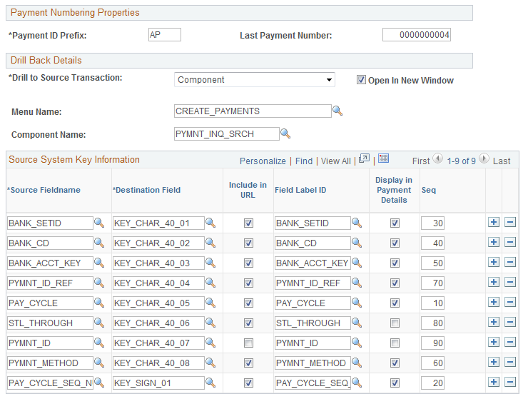 Source Registration page with Financials source system (2 of 2)