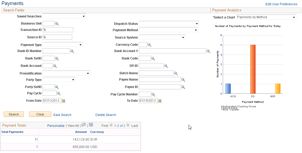 Review Payments - Payments page (1 of 2)