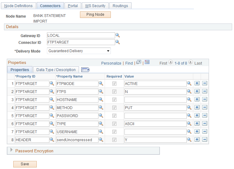 Integration Broker - Connectors page