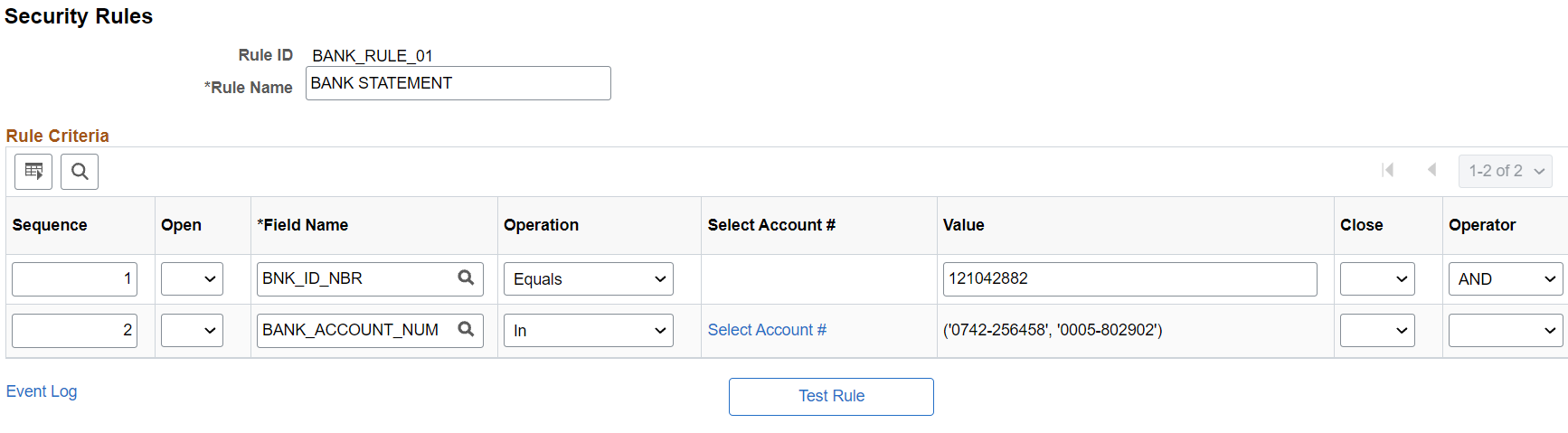 Security Rules Bank Account Numbers