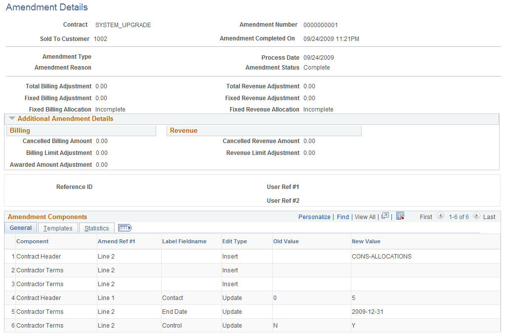 Amendment Details Page