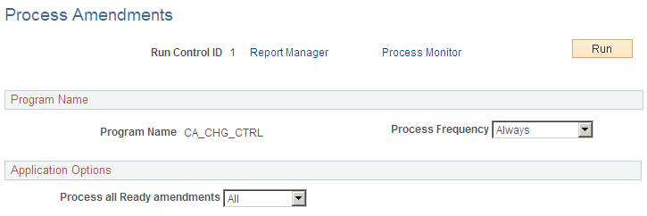 Processing Amendments page