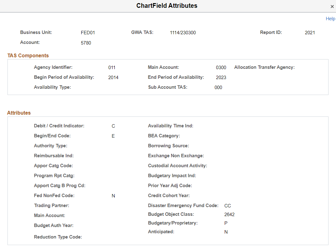 GTAS Workbench - ChartField Attributes