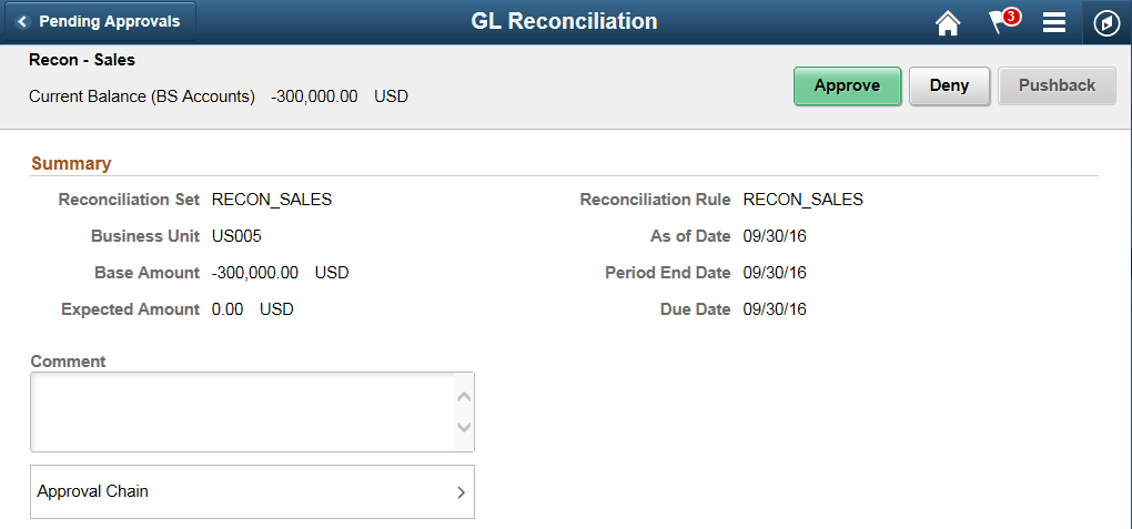 GL Reconciliation page
