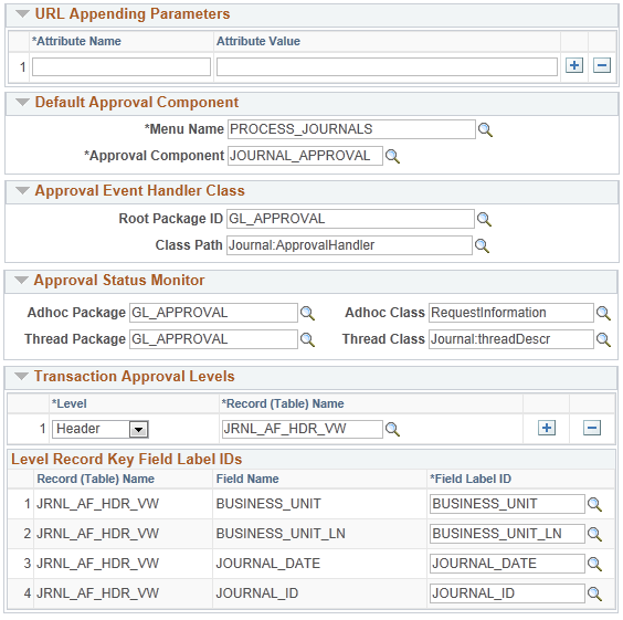 Register Transactions page: GL_JournalApproval (2 of 2)