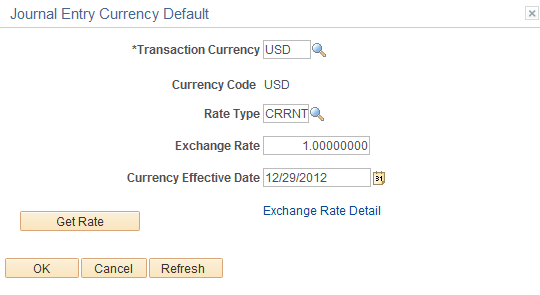 Journal Entry Currency Default page