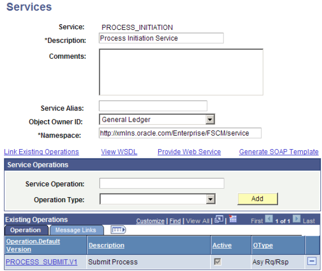 Services page: PROCESS_INITIATION service