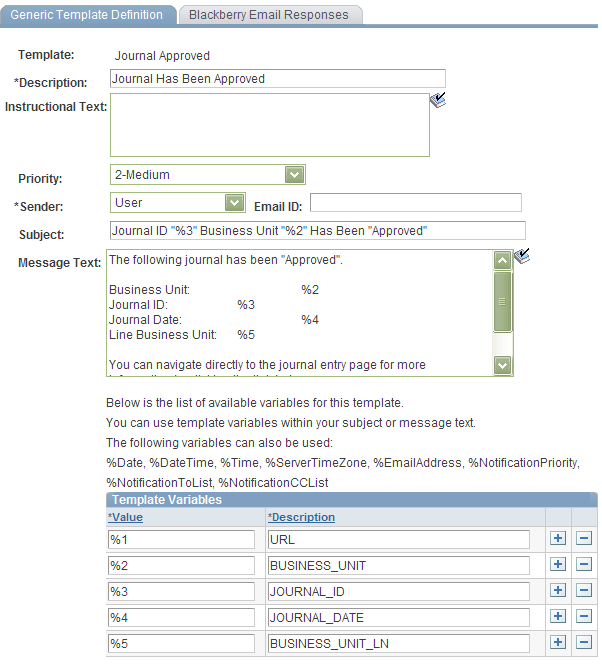 Generic Template Definition page - Journal Approved template