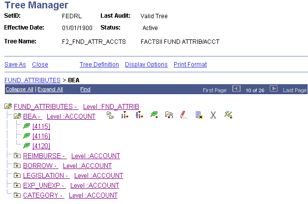 (replaced by GTAS) FACTS II Account Requiring Fund Attributes Tree Manager page