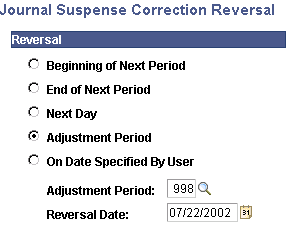 Journal Suspense Correction Reversal page