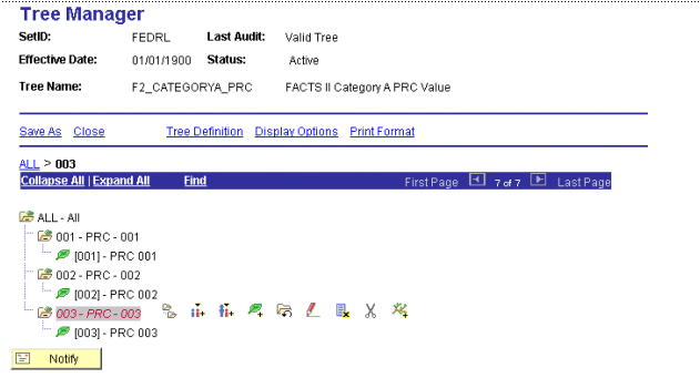 FACTS Category A Tree Manager page
