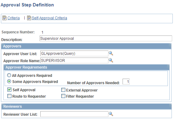 Approval Step Definition page