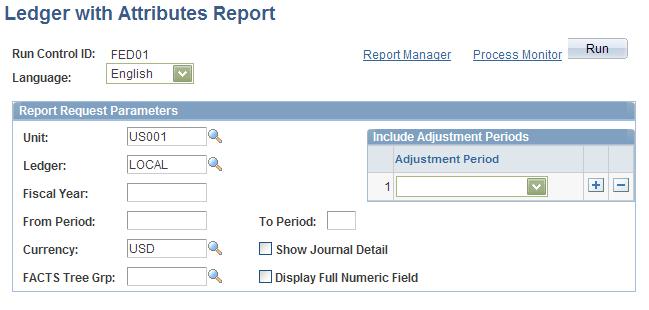 Ledger with Attributes Report page