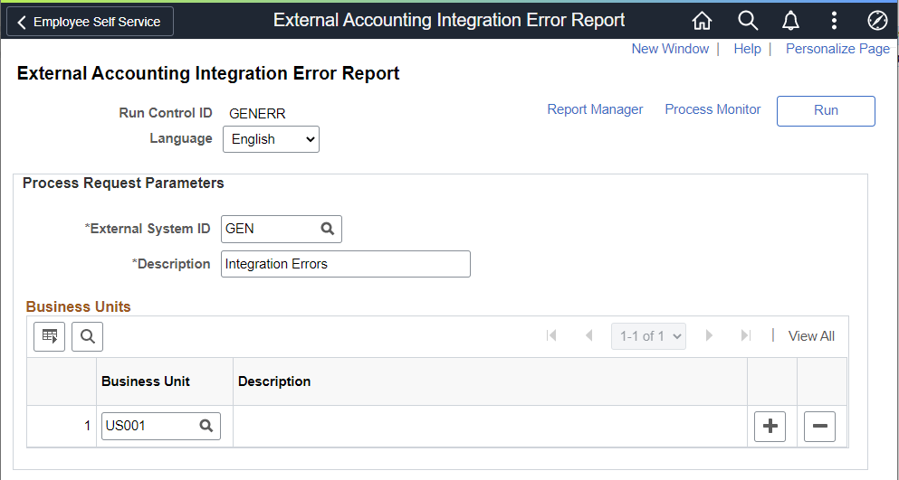 External Accounting Integration Error Report