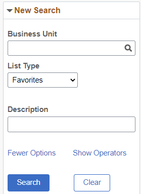 New Search - More Options