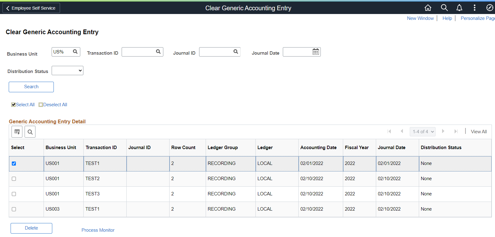 Clear Generic Accounting Entry