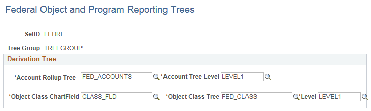 Federal Object and Program Reporting Trees page