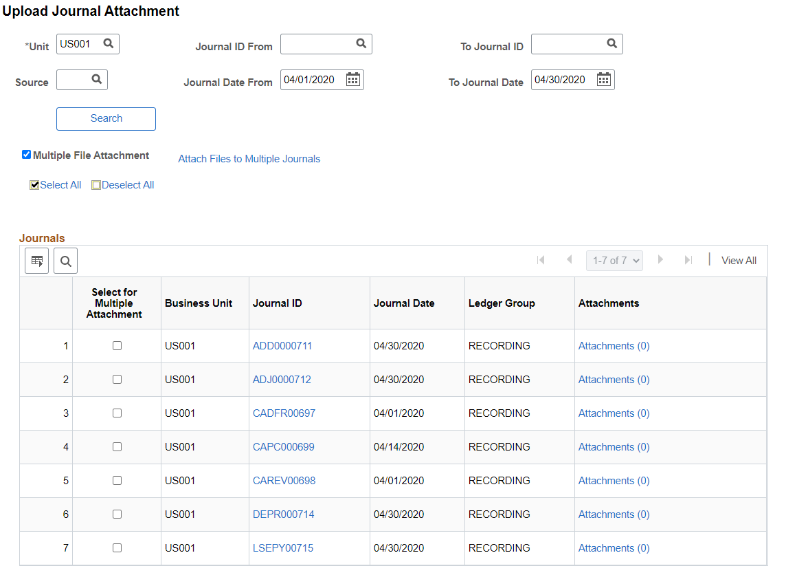 Upload Journal Attachment page