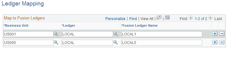 Ledger Mapping Page