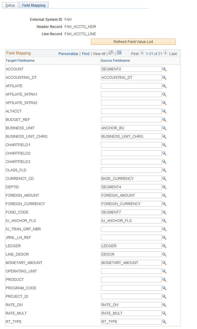 Field Mapping Page