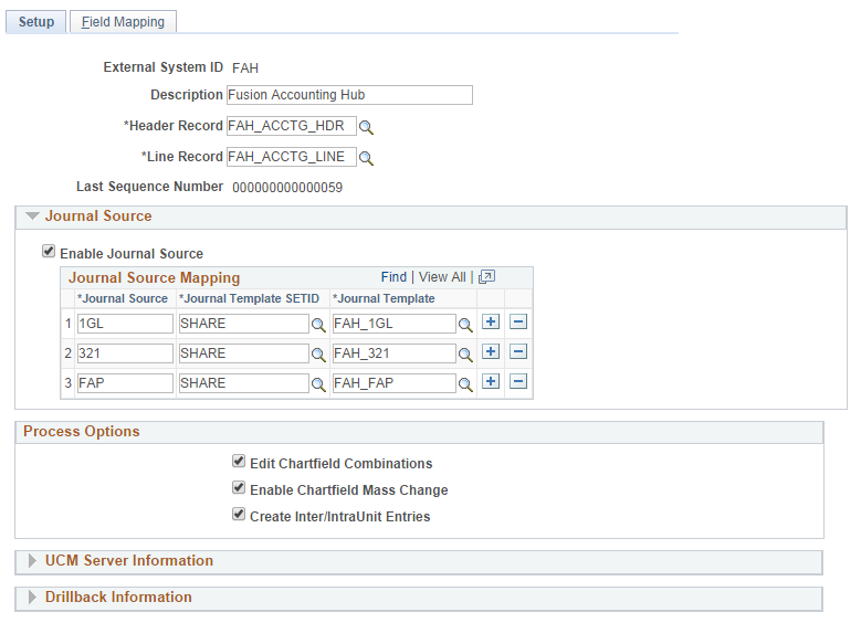 External System Setup Page