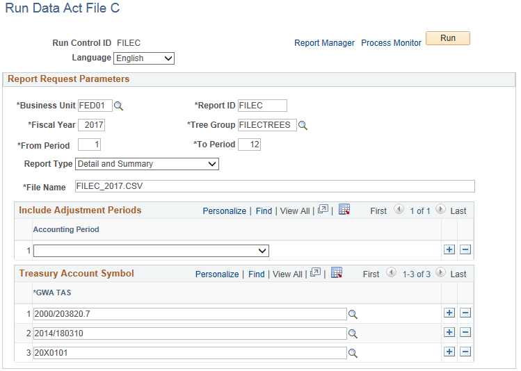 Run Data Act File C page