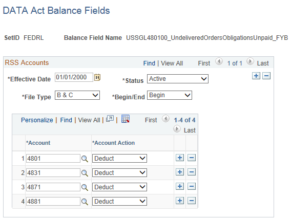 DATA Act Balance Fields page