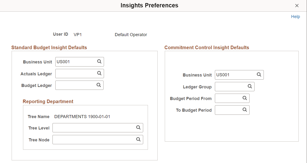 Insights Preferences (General Ledger)