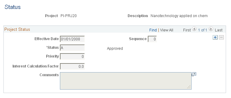 Project - Status page