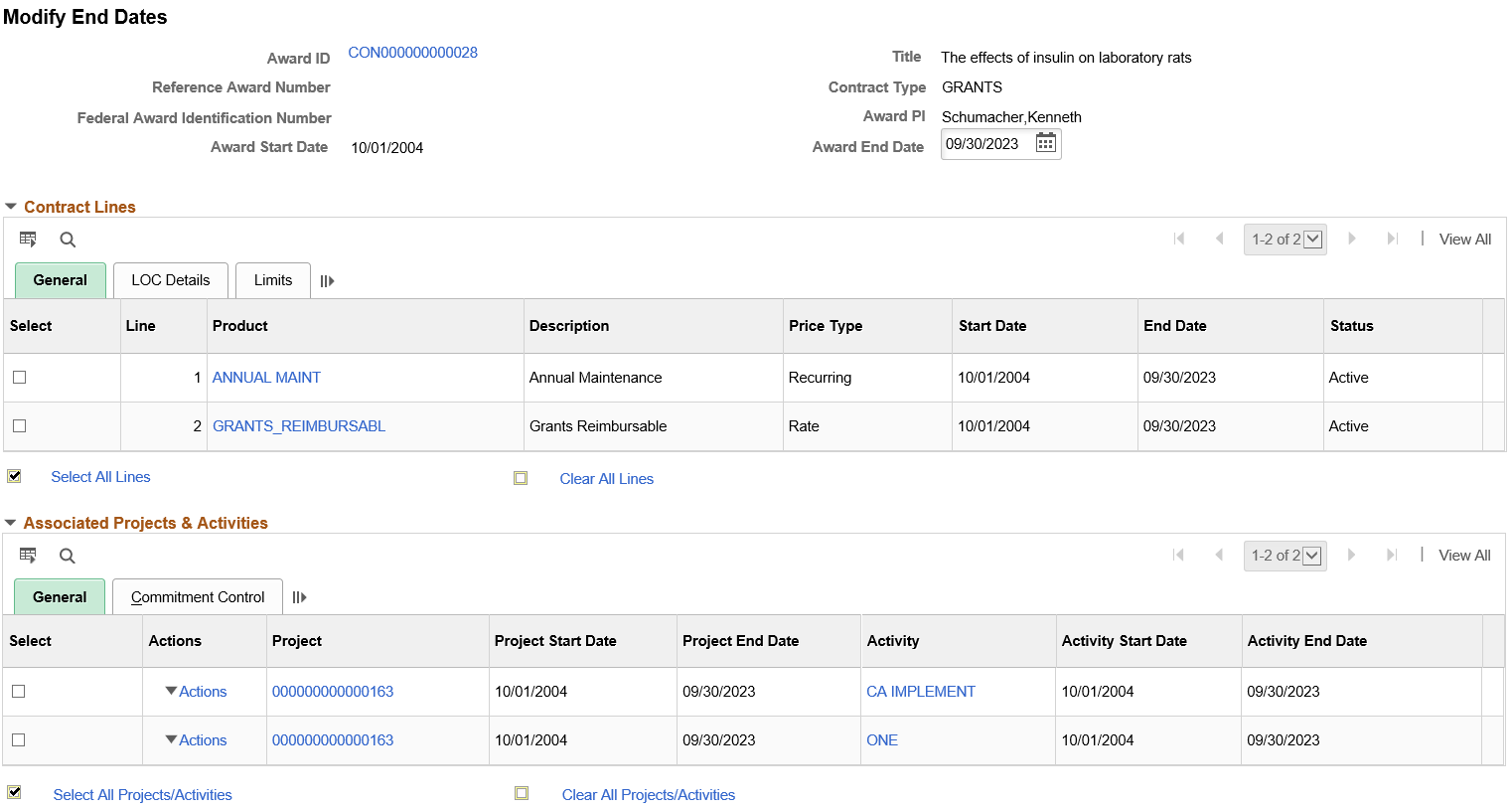 Modify End Dates (1 of 3)