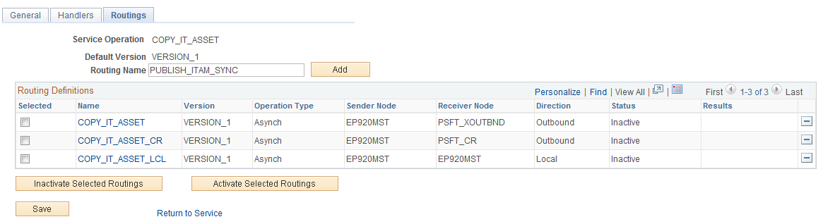 Routing Name (PUBLISH_ITAM_SYNC) added - Routing Definitions Page