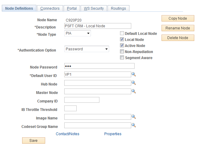 Node Definitions Page(CRM Local Node)