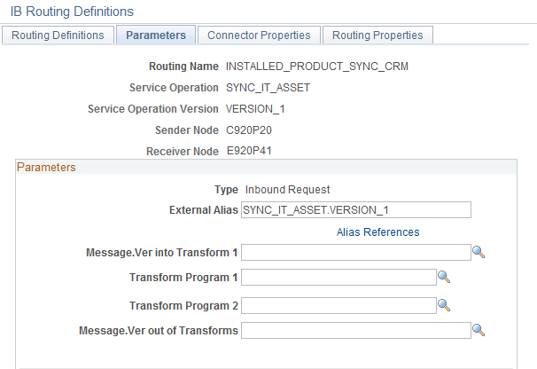 Parameters Page(INSTALLED_PRODUCT_SYNC_CRM)