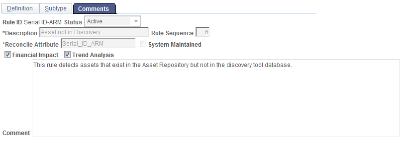 Business Rules - Comments page