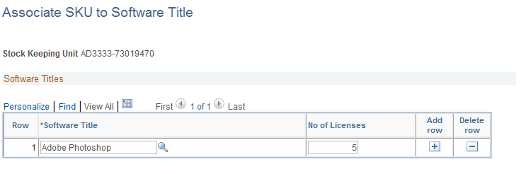 Associate SKU to Software Title page