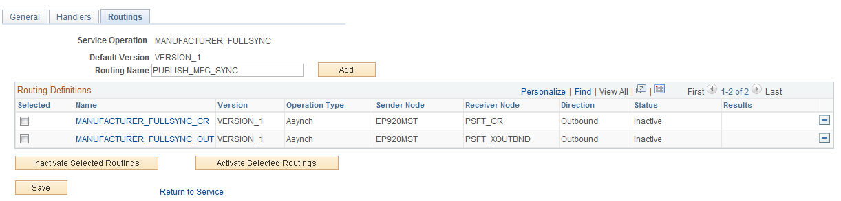 Routing Name (PUBLISH_MFG_SYNC) added - Routing Definitions Page