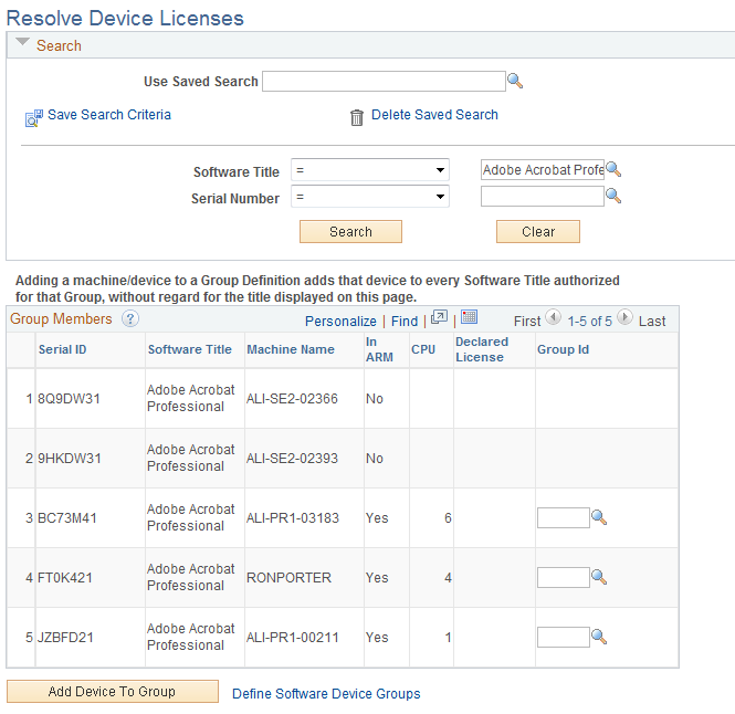 Resolve Device Licenses page